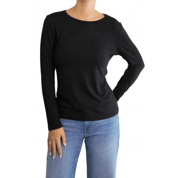 Maglia girocollo tinta unita in viscosa